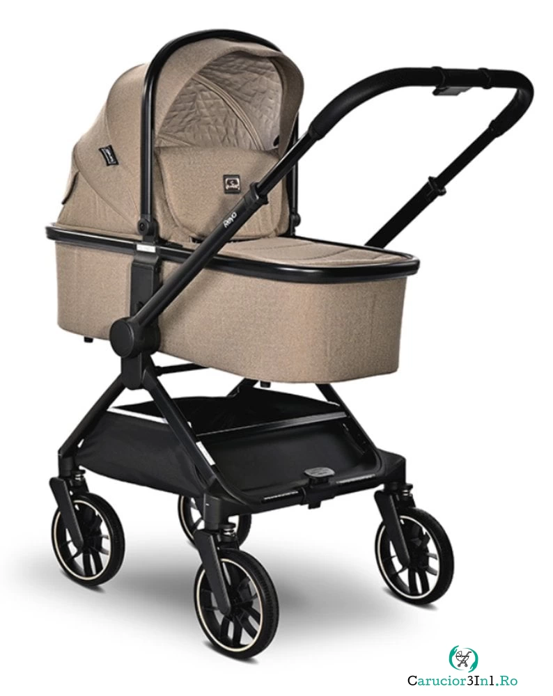 Carucior 3 in 1, Lorelli Reya, maner reversibil, pana la 22 kg, Brown la 2,929.99 lei ron