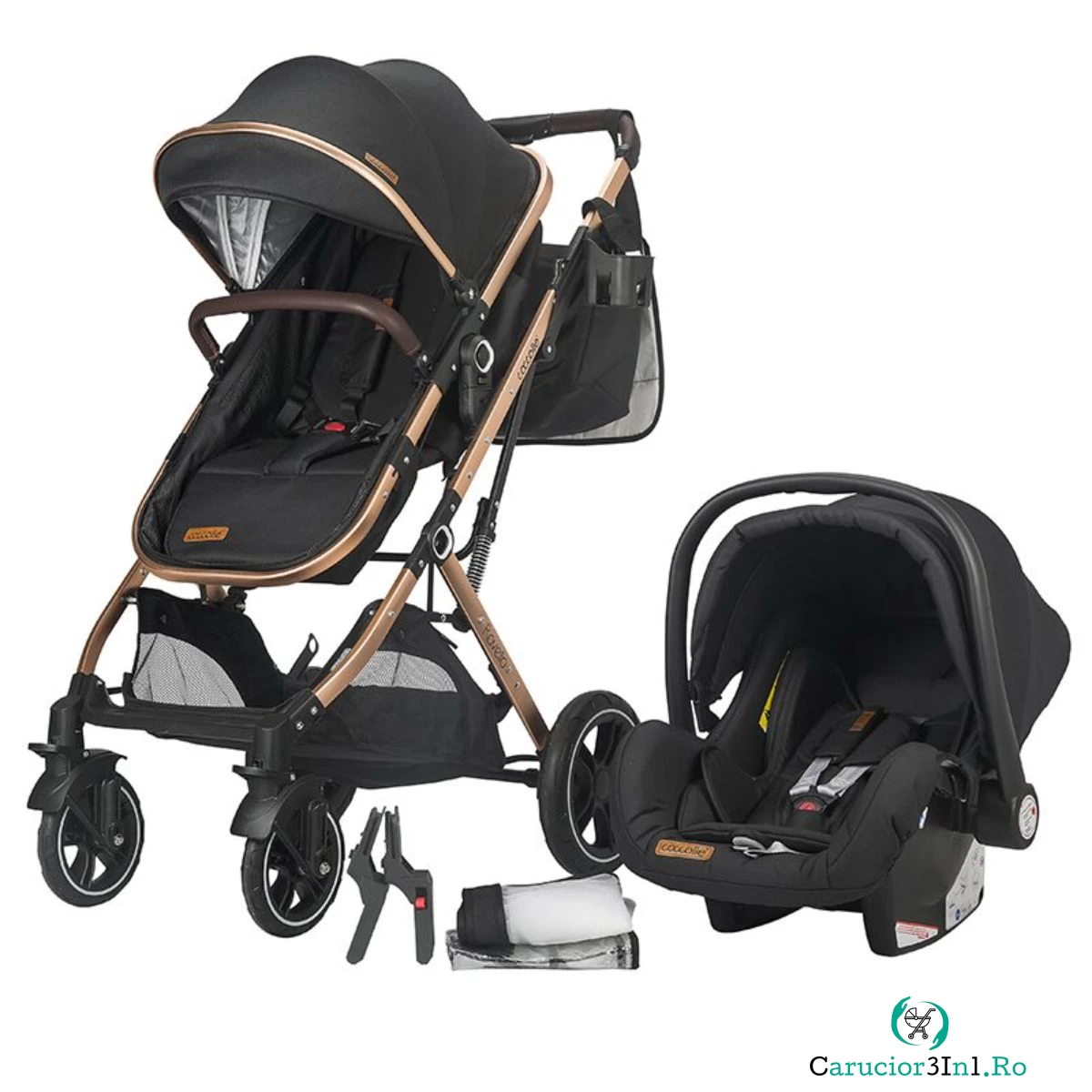 Carucior 3 in 1 ultracompact Coccolle Ravello, Diamond Black la 1,199.99 lei ron