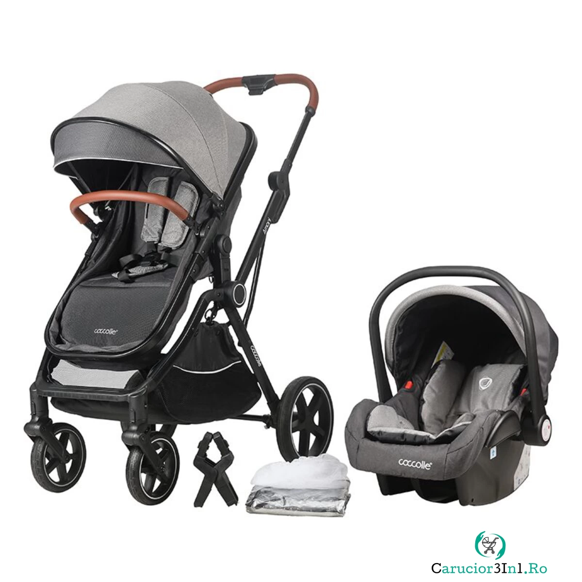 Carucior transformabil 3 in 1, Coccolle Amani, Anthracite la 899.99 lei ron